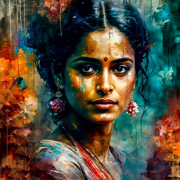 Girl indian malarstwo Generative AI