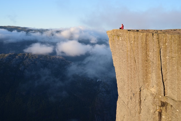 Girl on the Rock Preikestolen, Norwegia