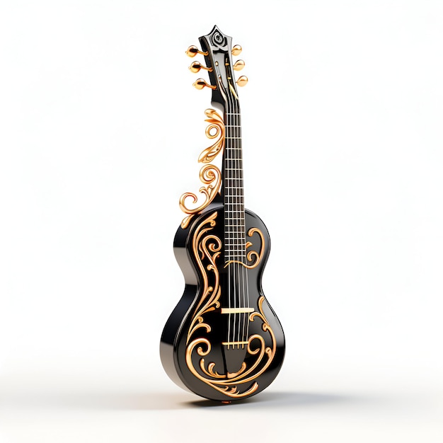 Gitara akustyczna izolowana na białym tle 3D