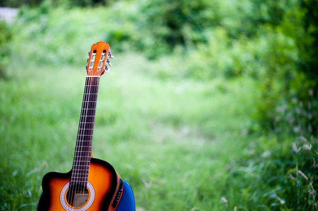 Zdjęcie gitara i natura dobra atmosfera