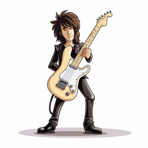 Zdjęcie gitarzysta elektryczny w rysunku kreskówkowym