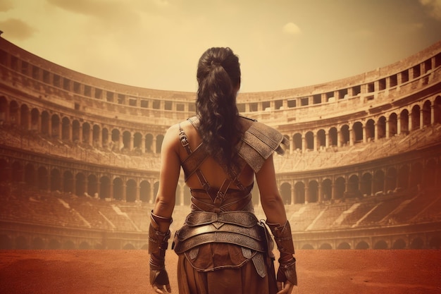 Zdjęcie gladiator urocza kobieta wojownik generuj ai