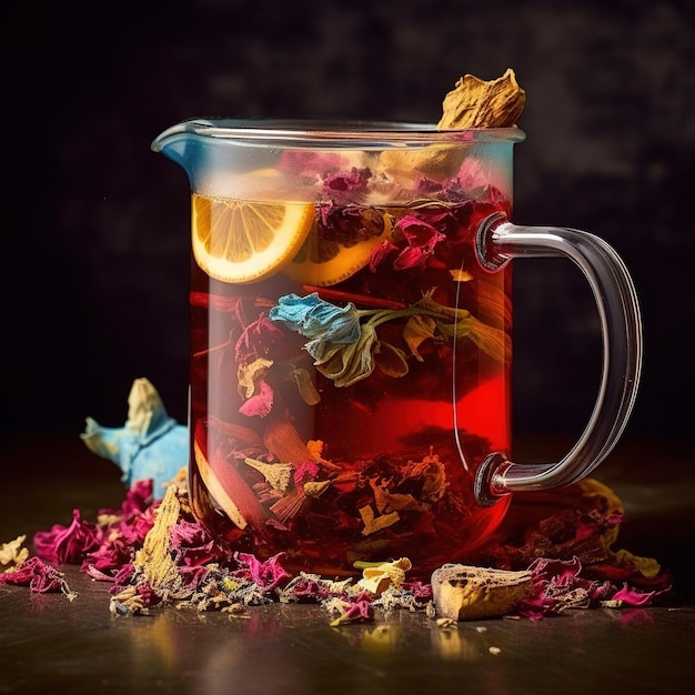 gładki szklany czajniczek z herbatą owocową