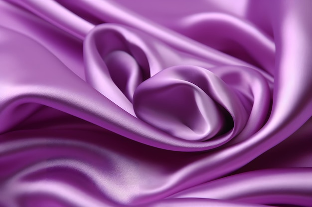 Gładkie fioletowe jedwabne tło błyszczące jedwabne satynowe faliste wesele nylonowa tkanina tło z bliska marszczyć