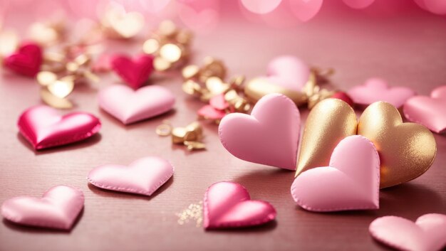 Glamorous Valentine's Affection Oszałamiająca różowe i złote tło serca