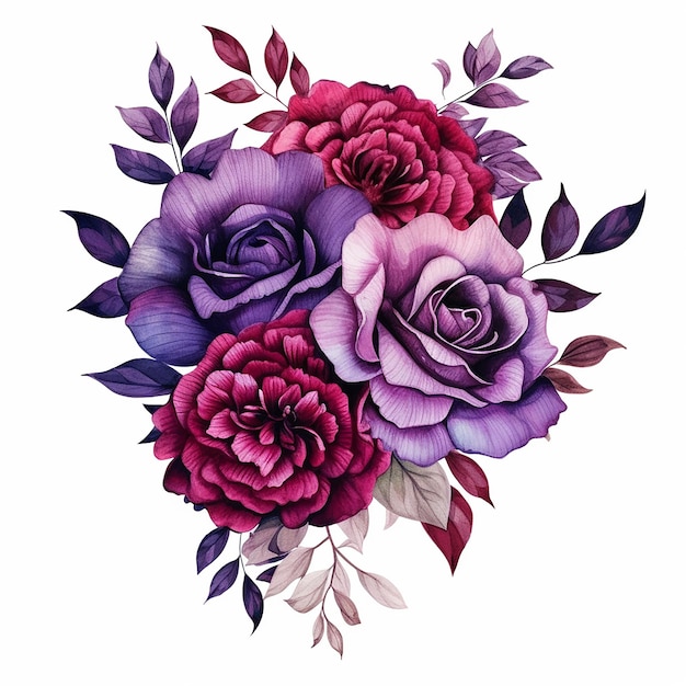 Głęboko fioletowe i różowo-czerwone kwiaty razem