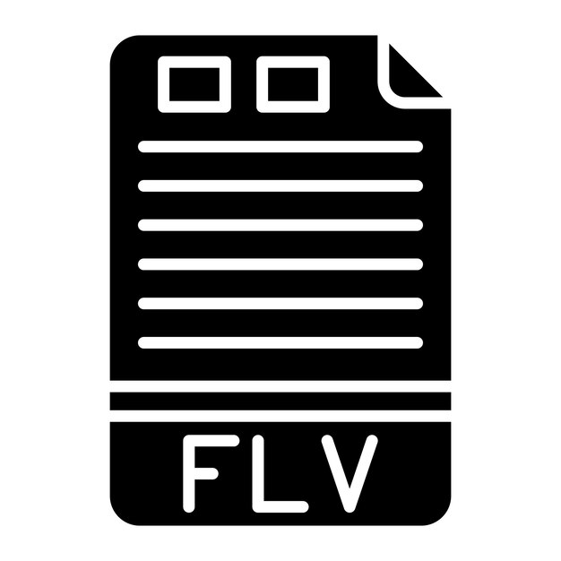 Glif FLV, solidna czarna ilustracja
