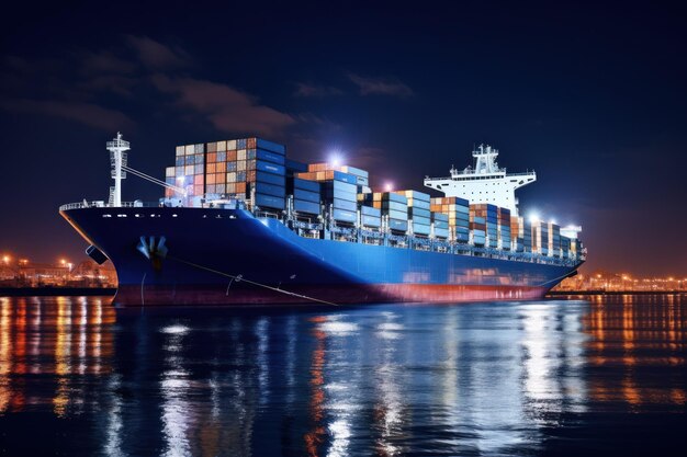 Globalna logistyka biznesowa, import, eksport i kontenerowiec, generatywna sztuczna inteligencja
