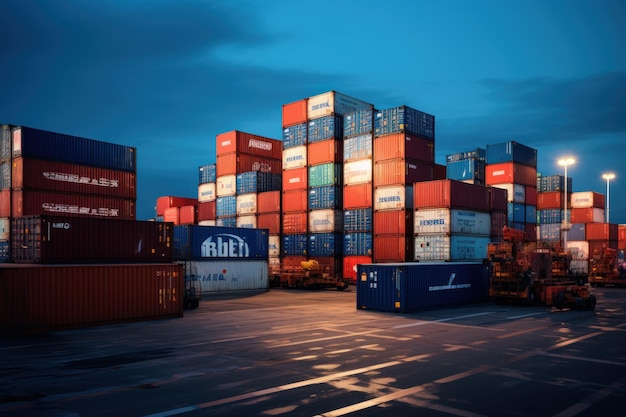 Globalna logistyka biznesowa import eksport tło i ładunek kontenerowy Generacyjna sztuczna inteligencja