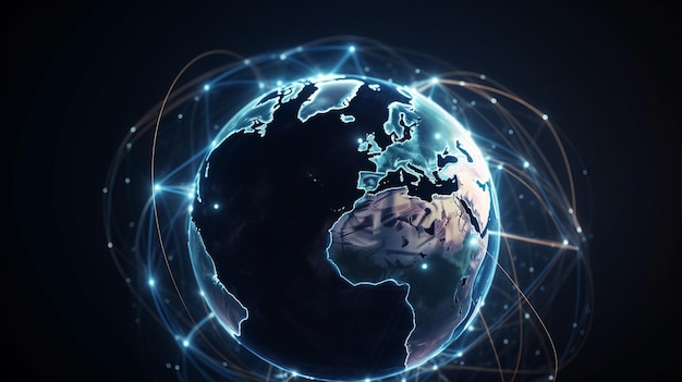 Globalne połączenie sieciowe na planecie Ziemia