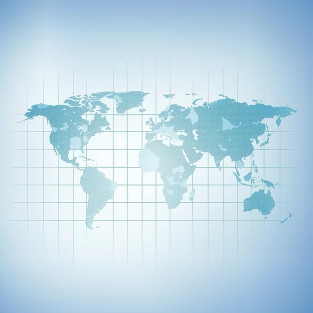 Globalne tło koncepcji biznesowej z mapą świata, siecią technologiczną i niebieskim tonem