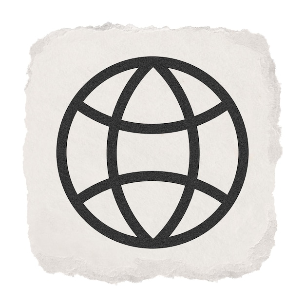 Globe grid png ikona naklejka rozerwany projekt papieru na przezroczystym tle