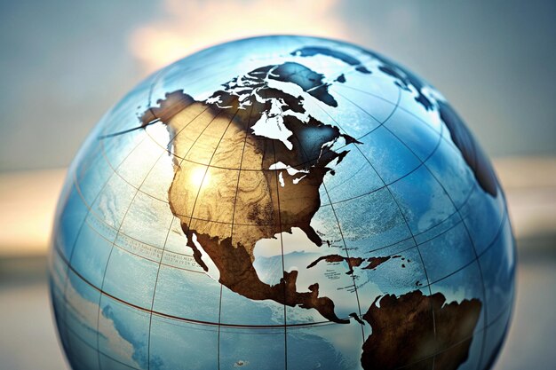 globus abstrakcyjny skupiający się na Ameryce Północnej