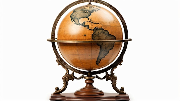 Globus świata w starym stylu izolowany na białym