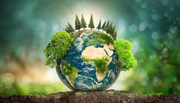 globus z drzewem rosnącym na nim koncepcja dnia ziemi