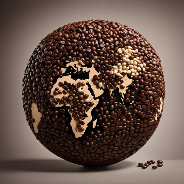 Globus ziaren kawy, z których każde reprezentuje inną kulturę świętującą International