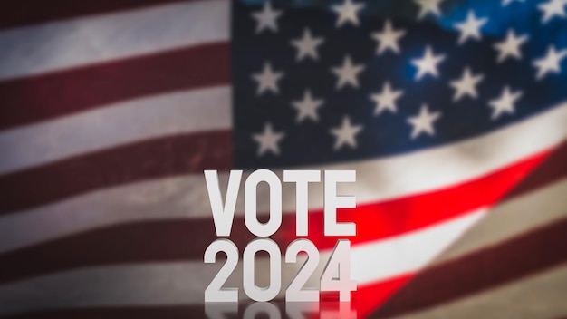 Głosowanie tekstowe 2024 na zjednoczonej scenie renderowania 3d flagi Ameryki
