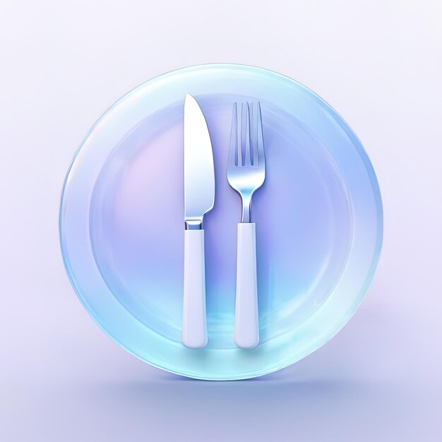 Zdjęcie glossy stylizowana szklana ikona noża jadalnego widelec łyżka sztućce przemysł spożywczy restauracja