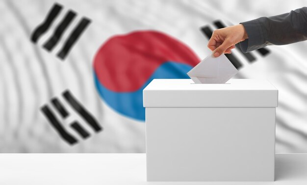 Głosujący na ilustracji 3d tła flagi Korei Południowej