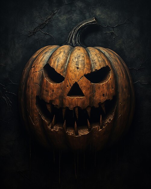 Głowa dyni z ciemnym horrorem Halloween