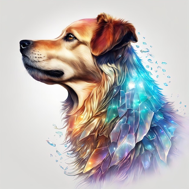 głowa psa w wodzie cyfrowe malarstwoportret akwarelowej ilustracji psa z czarnym tłem
