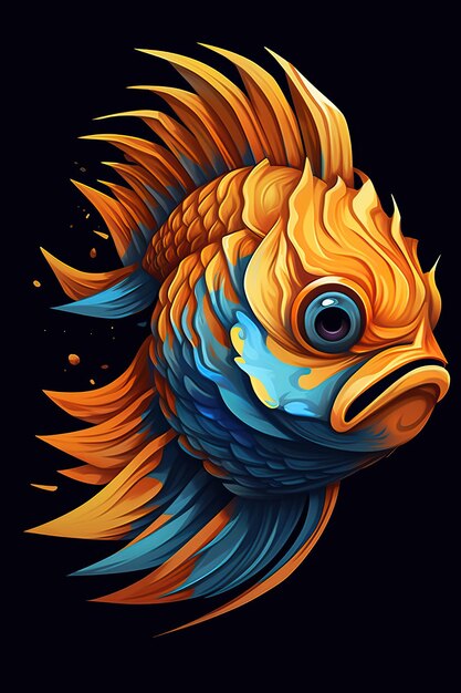 głowa ryby z kolorowym wzorem w środku obrazu