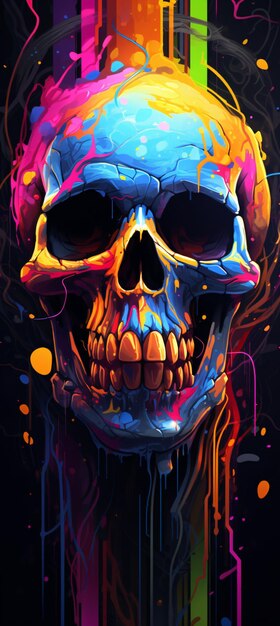 Głowa szkieletu czaszki Kolorowe plakaty koncepcyjne, tapety, banery, drukowane tła