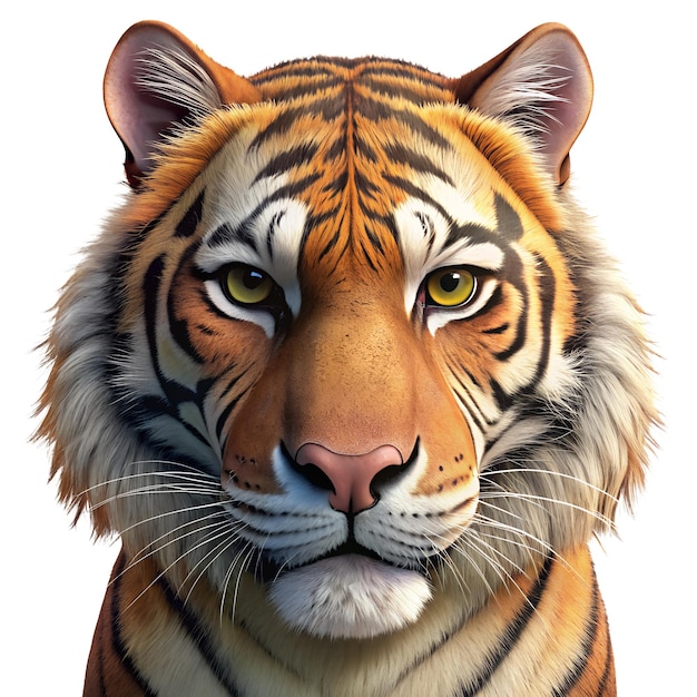 Zdjęcie głowa tygrysa na białym, izolowanym, przezroczystym tle ilustracja głowy tygrysa