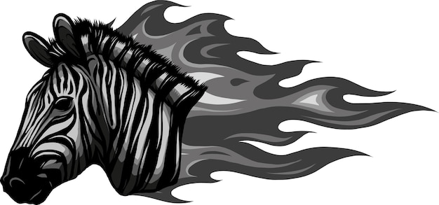 Zdjęcie głowa zebry z płomieniami ilustracja wektorowa