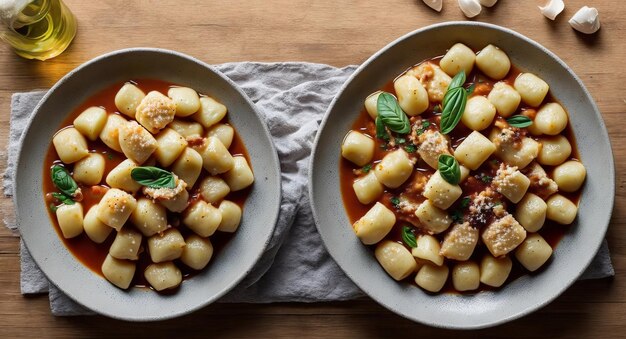 Gnocchi na pięknym talerzu ai generacji