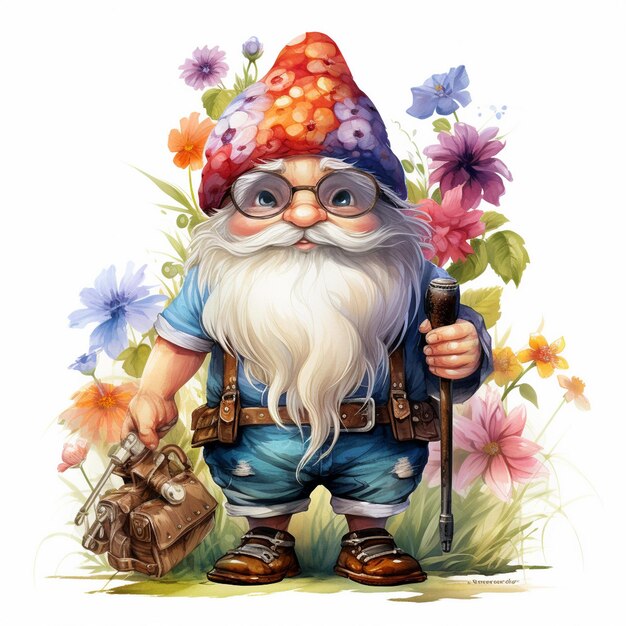 Zdjęcie gnome atercolor valentines clipart