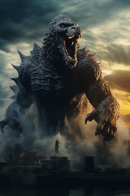 Zdjęcie godzilla je fotografię kinga konga