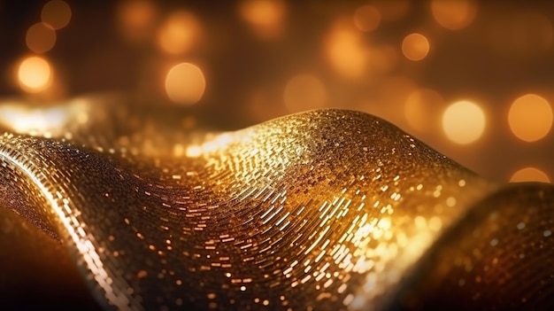 Golden Bokeh Błyszczące Abstrakcyjne Tło Generative Ai