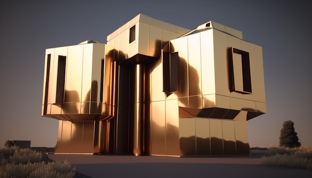 Golden_duplex_house_3d_Generacyjna sztuczna inteligencja