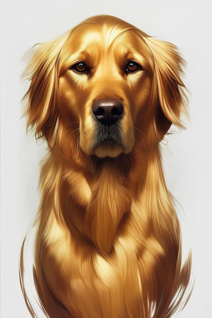 Golden retriever pies portret ilustracja generatywna ai