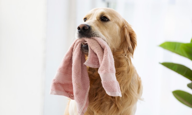 Golden retriever pies w pomieszczeniu