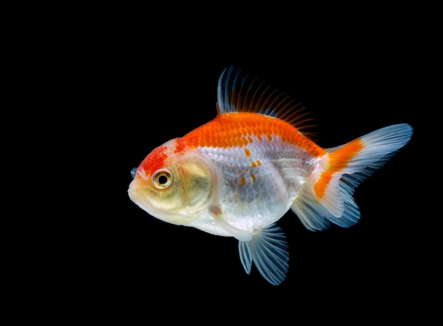 Goldfish Odizolowywał Na Ciemnego Czerni Tle