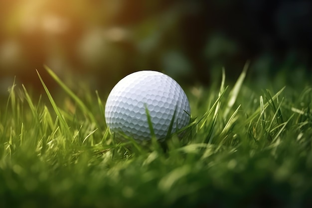 Golfball w zielonym okresie letnim z tłumem w tle Ilustracja wygenerowana przez sztuczną inteligencję