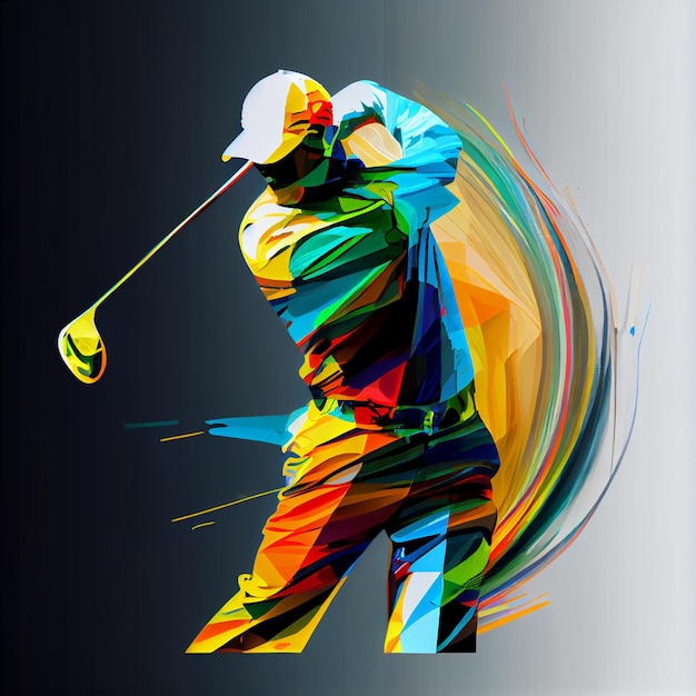 Golfista lub gracz w golfa mężczyzna ilustracja w abstrakcyjnym stylu