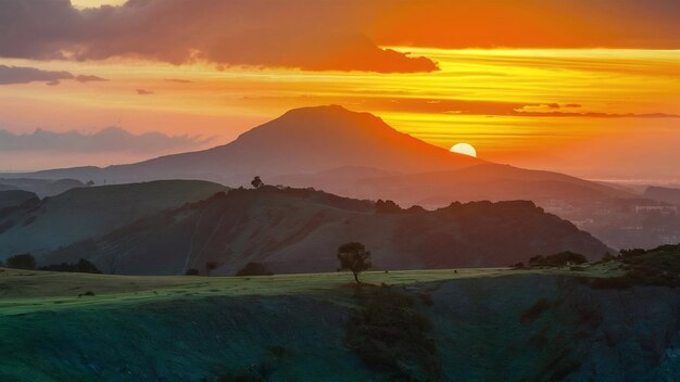 Góra Da boa vista podczas pięknego zachodu słońca
