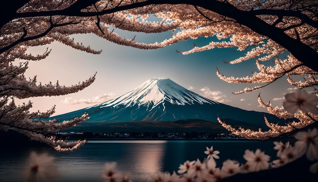Góra Fuji z górą w tle