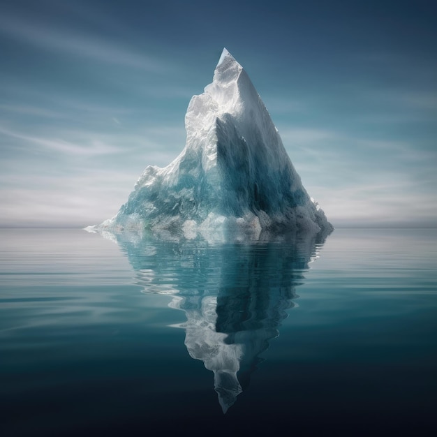 Góra lodowa w czystej, błękitnej wodzie i ukryte niebezpieczeństwo pod wodą Góra lodowa Ukryte niebezpieczeństwo Generative Ai