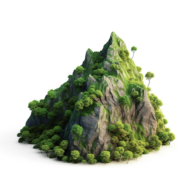 Góra z drzewami jest zrobiona ze skał i skał.