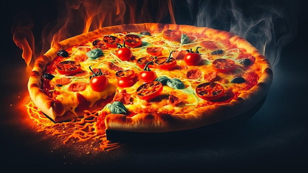 gorąca duża pizza pepperoni smaczna pizza