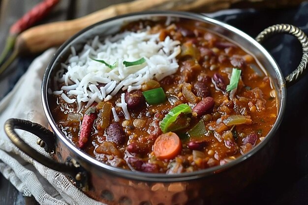 Gorące curry Rajma Chawal gotowe do podania