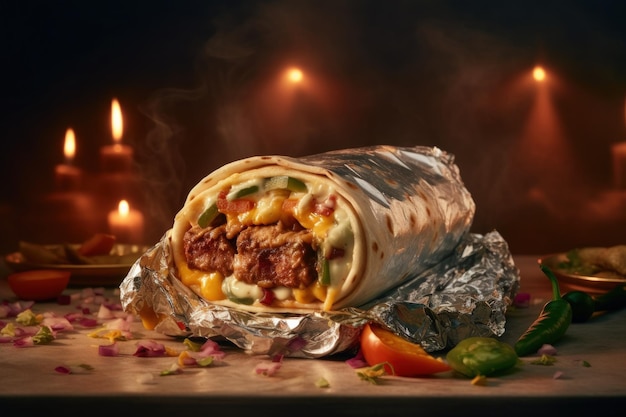 Gorące meksykańskie burrito Ilustracja AI Generative