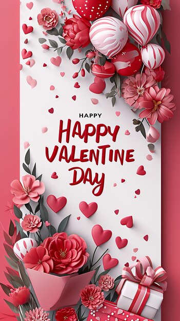 Zdjęcie górny widok baneru happy valentine day z przestrzenią do kopiowania generative ai