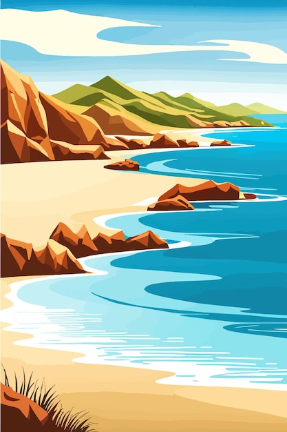 Zdjęcie górny widok letniej plaży morskiej górny widok plaży oceanicznej z miękkimi falami piękne tło z muszli na piasku morskim ilustracja wektorowa z cieniami roślin z przestrzenią do kopiowania