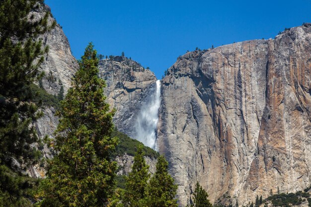 Górny Yosemite Spada Pod Czystym, Błękitnym Niebem