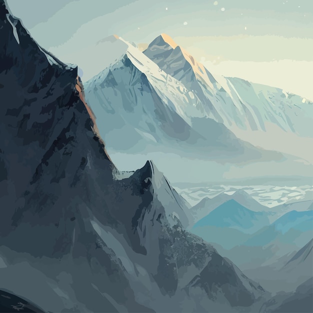 Górska dojrzała sylwetka element zewnętrzna ikona śnieżne szczyty lodowe i dekoracyjne realistyczne